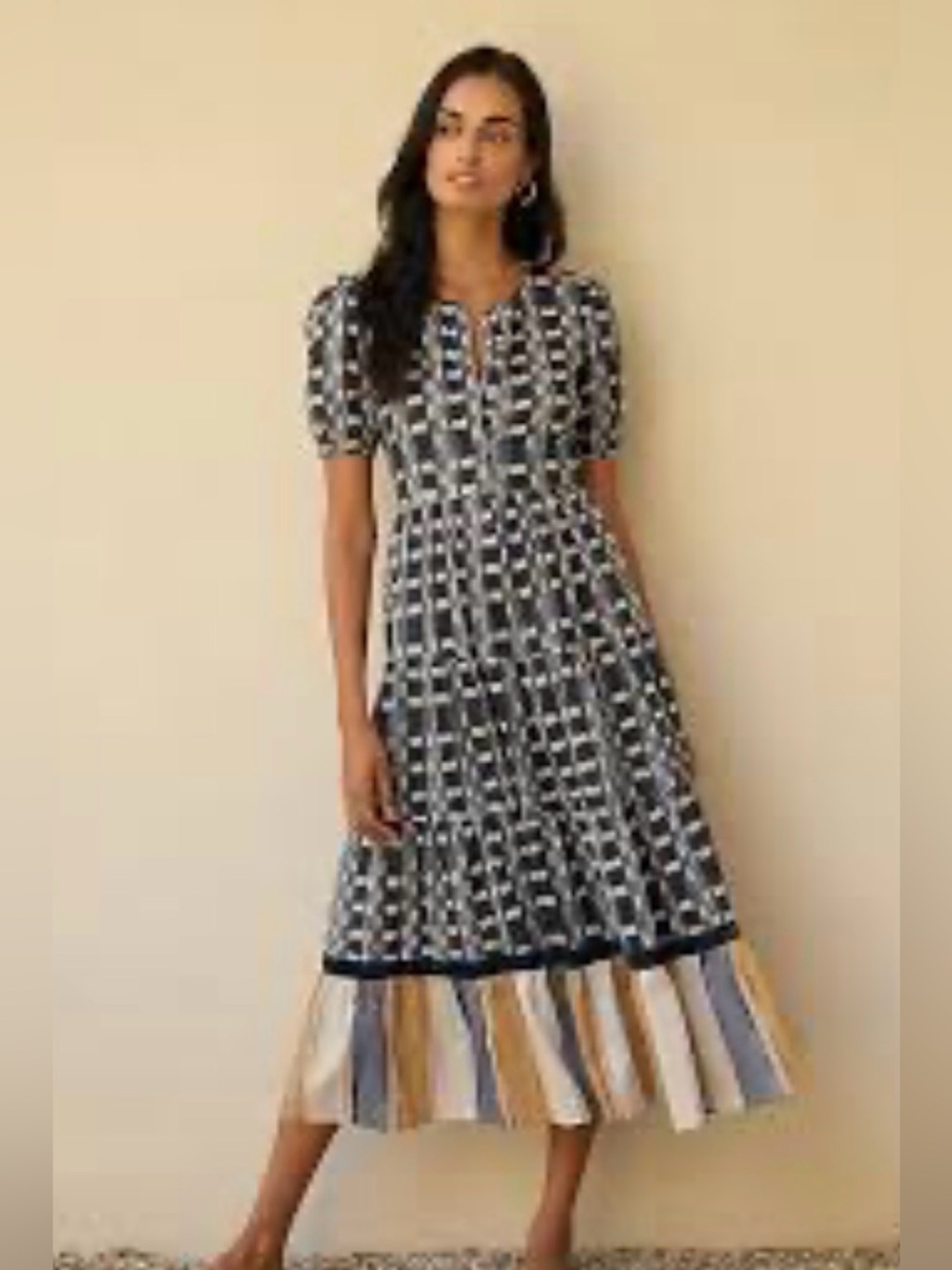 RO'S GARDEN Daphne Batik Print Midi Dress S